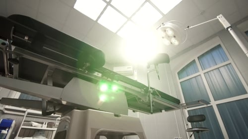 Operating Emergency Room Surgery Theater Lighting in Hospital Background