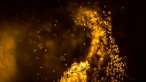 Fluid Golden Particles Abstract Flowing Background