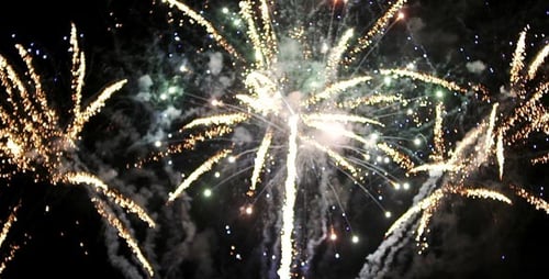 Sparkling Fireworks Exploding in the Night Sky