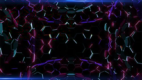Pulsating Neon Hexagon Grid Loop Background