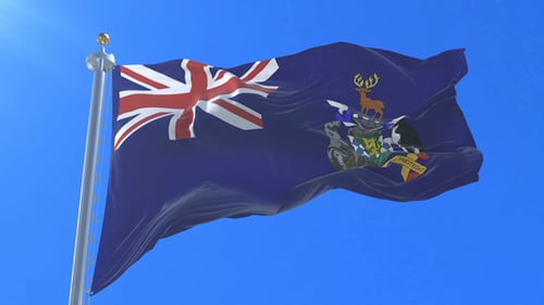 Flag of South Georgia and the South Sandwich Islands Waving