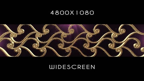 Golden Ornate Swirling Pattern with Shimmering Glitter Background