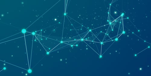 Flowing Digital Network with Abstract Glowing Connections