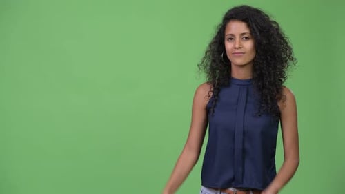 Woman Presenting on Green Screen Background