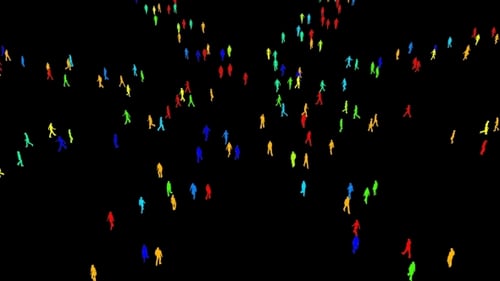 Diverse Colorful Walking People Silhouettes Animation