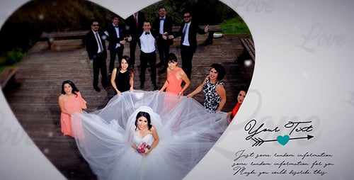 Elegant Wedding Photo Album with Romantic Heart Transitions