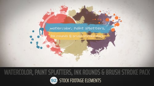 Animated Watercolor Paint Splatter and Artistic Brush Strokes Pack