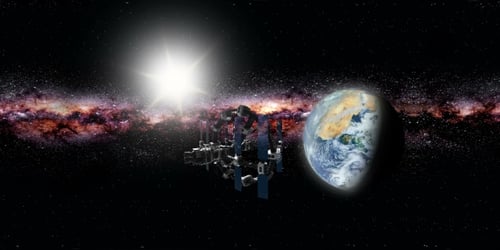 International Space Station Orbiting Earth in Virtual Reality