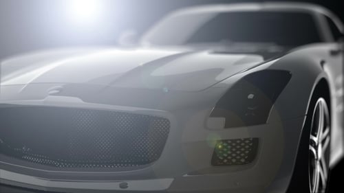 Sleek Car with Dynamic Lens Flare Animation