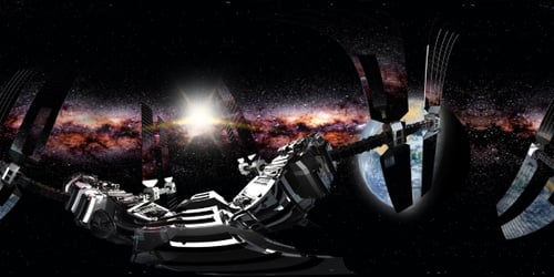 International Space Station Orbiting Earth in Virtual Reality