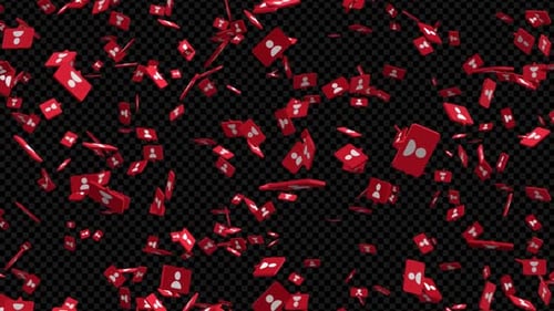 Falling Red Social Media Follower Icons Animation