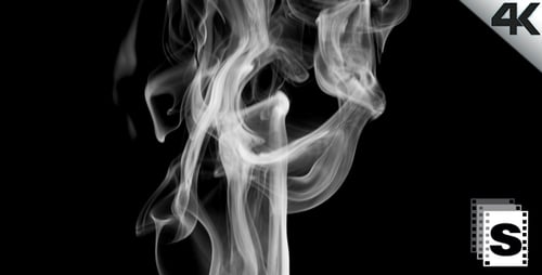 Rising Wispy White Smoke on Black Background