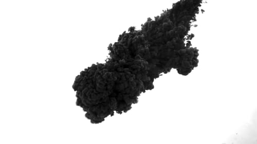 Abstract Black Ink Spreading on White Background