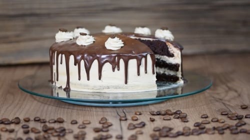 Chocolate Drizzle Cake Being Served