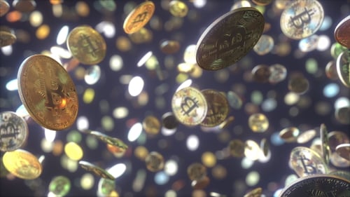 Multiple Falling Bitcoin Tokens