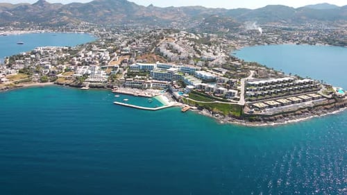 Bird Eye View of the City with Hotels and White Houses Onthe Ocean Coast at Noon