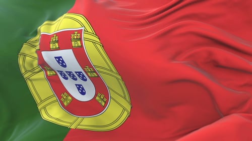 Portugal National Flag Waving Seamless Loop Background