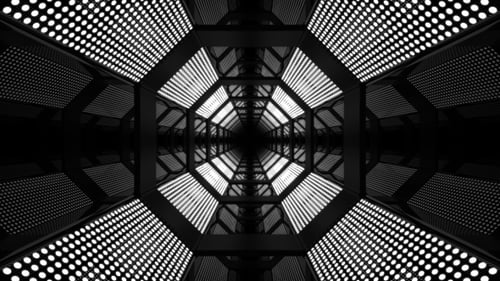 Looping Geometric Tunnel with Flashing Lights Animation