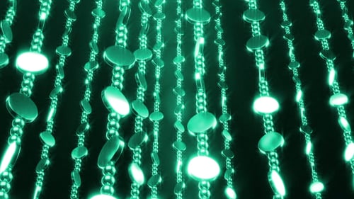Glowing Green Geometric Chains Loop Background