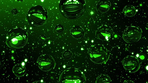 Falling Green Spheres
