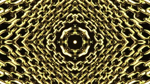 Seamless Golden Chain Kaleidoscope Loop Motion Background