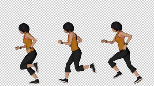 3D Animated Woman Running Loop with Alpha Channel