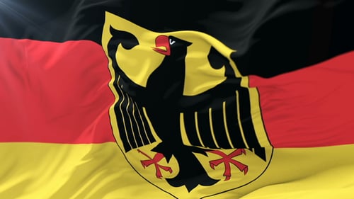 German Flag Waving with National Emblem Seamless Loop