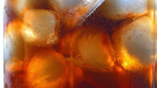 Refreshing Cold Beverage with Ice Close Up