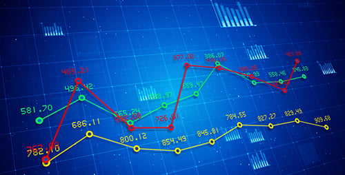 Futuristic Digital Data Interface with Animated Line Charts