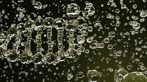 Fluid DNA Helix Animation with Abstract Science Bubbles