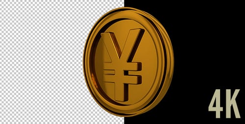 3D Spinning Golden Yen Coin Animation