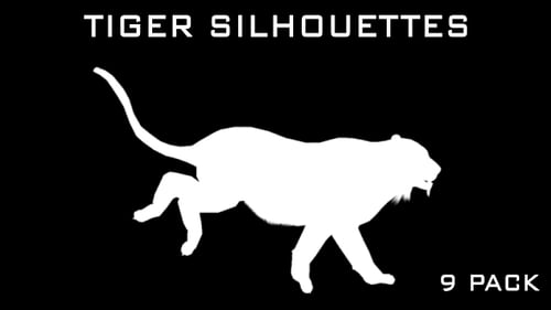 Animated Tiger Silhouettes: Walk, Run, and Pounce Cycles