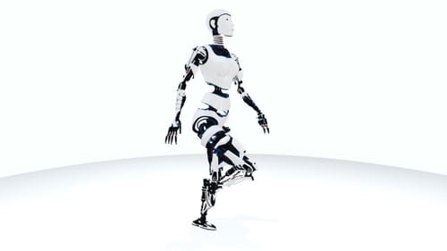 Futuristic Humanoid Robot Walking Animation