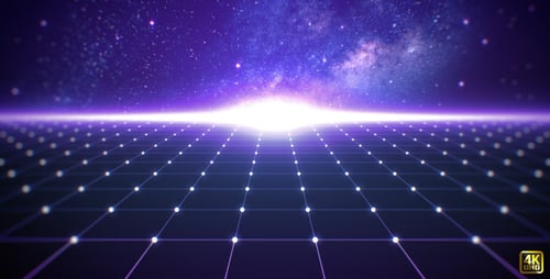 Futuristic Digital Grid with Space and Bright Light
