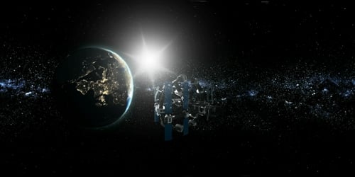 International Space Station Orbiting Earth in Virtual Reality