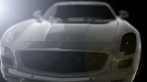 Futuristic 3D Sportscar Rotation Animation with Lens Flare
