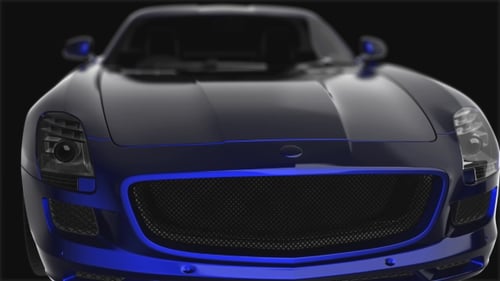 Luxury Blue Sports Car Rotating 3D Render Animation