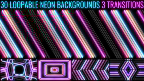 Vibrant Loopable Neon Light Background Animations Pack