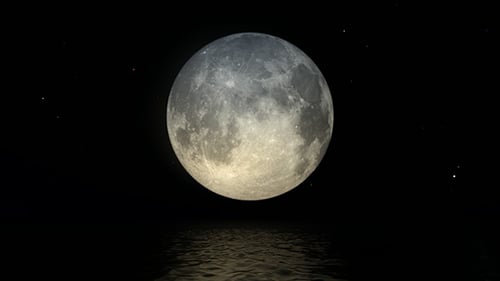 Realistic Full Moon Reflecting on Water at Night