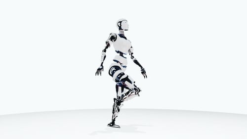 Futuristic 3D Android Robot Walking Cycle Animation