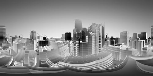 VR 360 Wireframe City Buildings