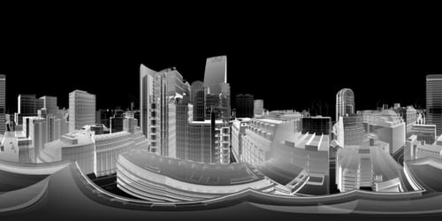 VR 360 Wireframe Stadtgebäude