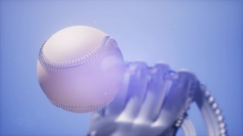 Baseball and Mitt at Blue Sky Background