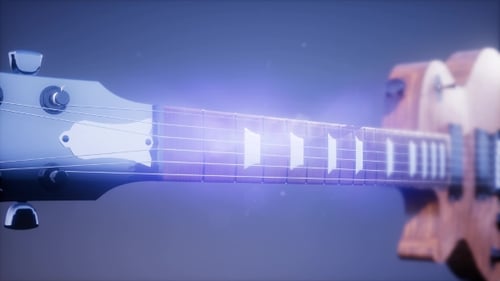 Glowing Electric Guitar Fretboard Cinematic Reveal
