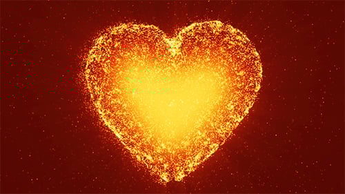 Shimmering Golden Particle Heart Pulsating Background