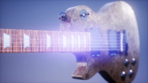 Animated Electric Guitar With Glowing Strings