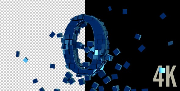 Glossy Blue 3D Countdown with Geometric Cube Explosion, Elements Motion ...