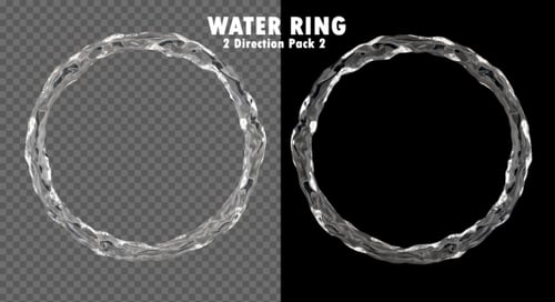 Clear Fluid Water Rings Rotating with Alpha Channel