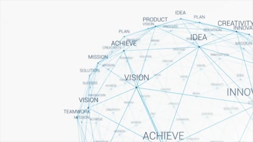 Corporate Network Sphere Animation with Business Keywords