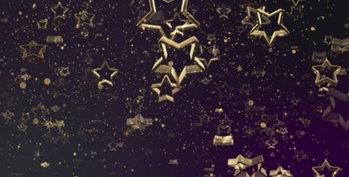 Floating Golden Stars and Glitter Particles Background
